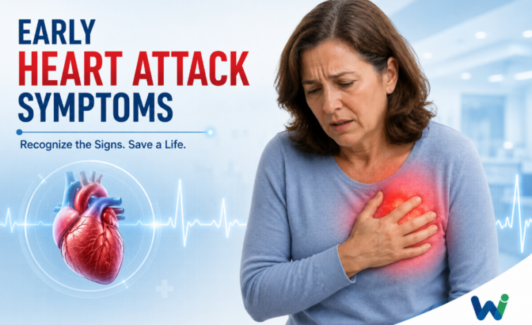 Heart attack symptoms in women including chest pain, fatigue, and shortness of breath